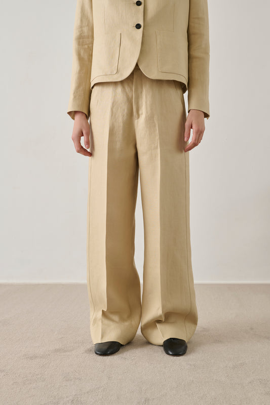 Pantalon Hippolyte - Beige Poudre - Lin - Femme